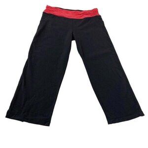 Tuff Athletics Womens Capri Leggings Black with Fuschia Waistband Size Medium‌‌